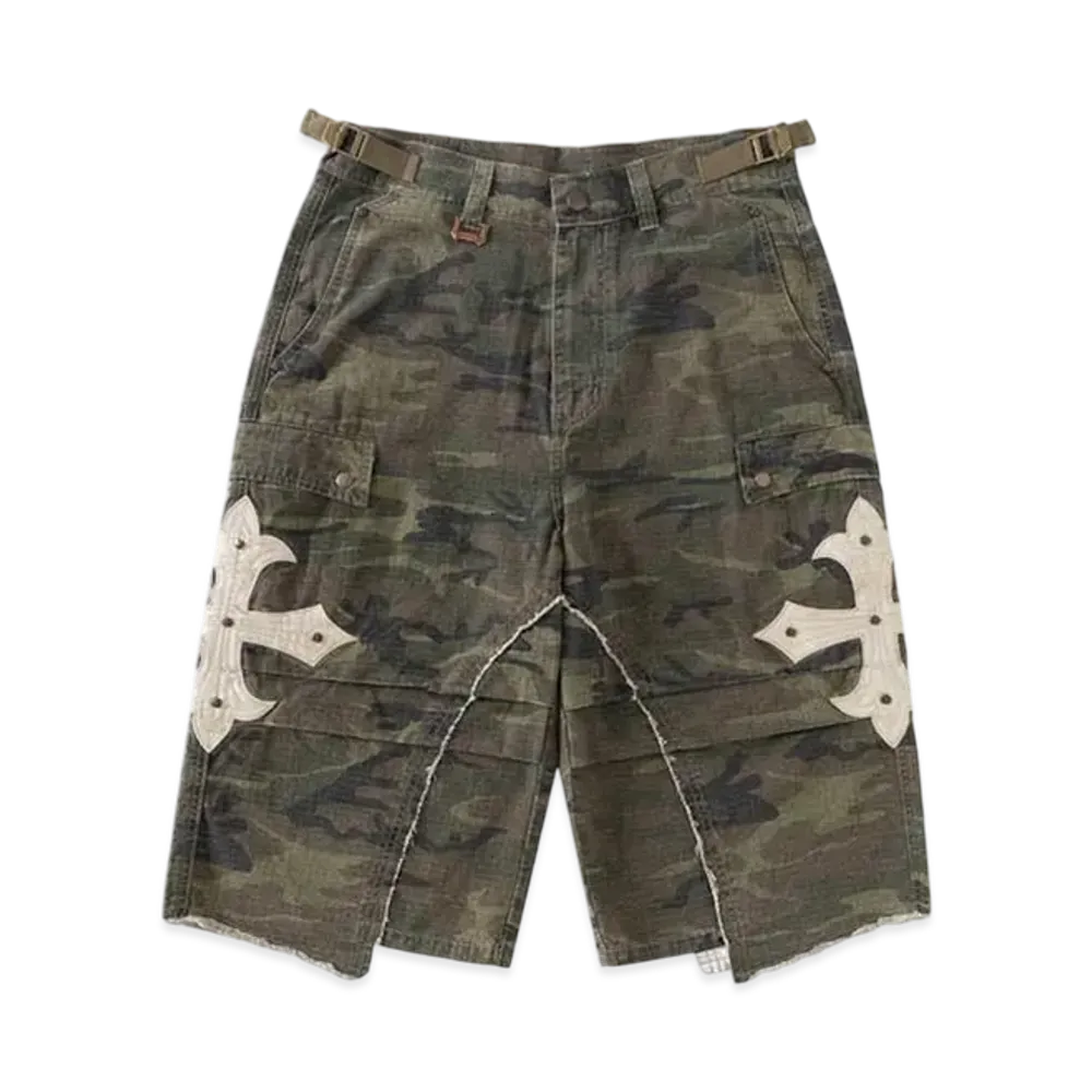 SUPPLIER Cross Leather Patch Baggy Shorts "Green"