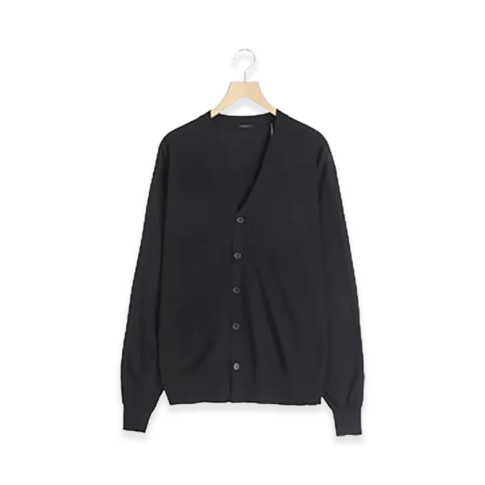 COMOLI Cotton V-Neck Cardigan "Black"