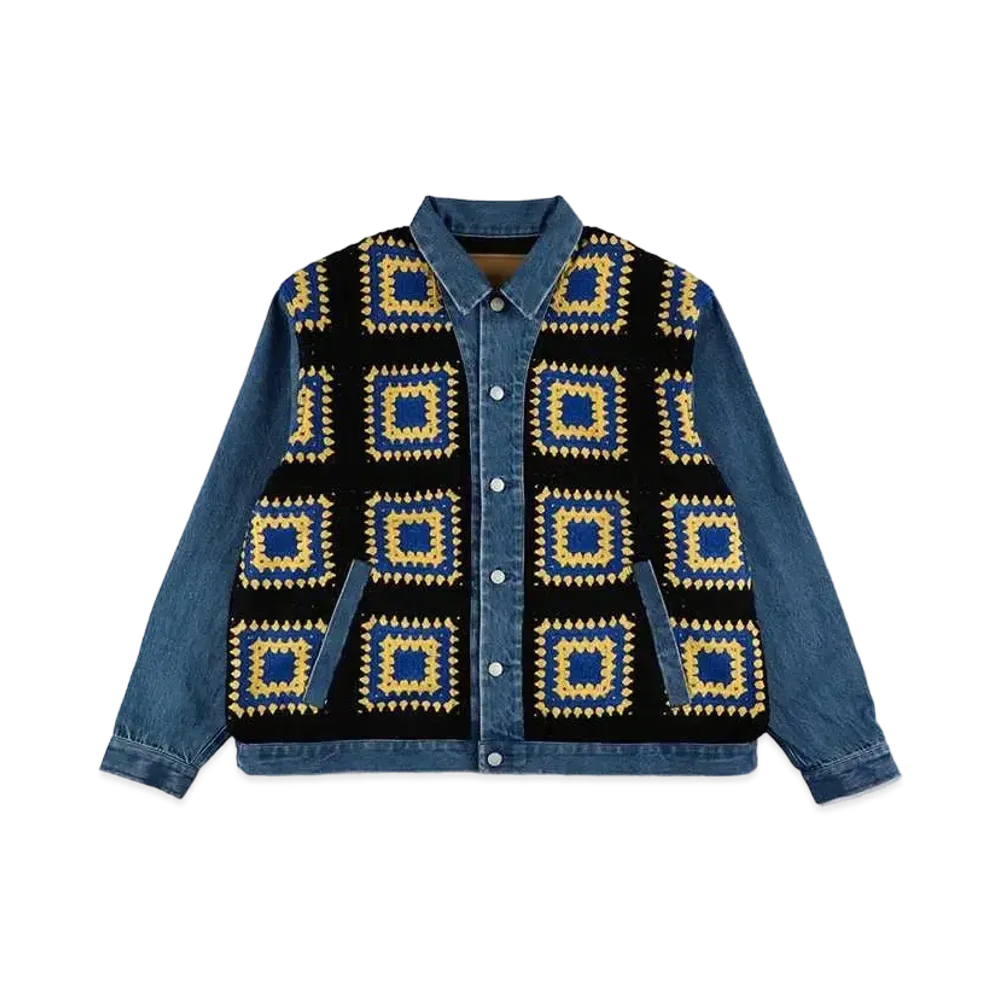 WIND AND SEA Crochetknit x Denim Jacket "Black/Yellow"