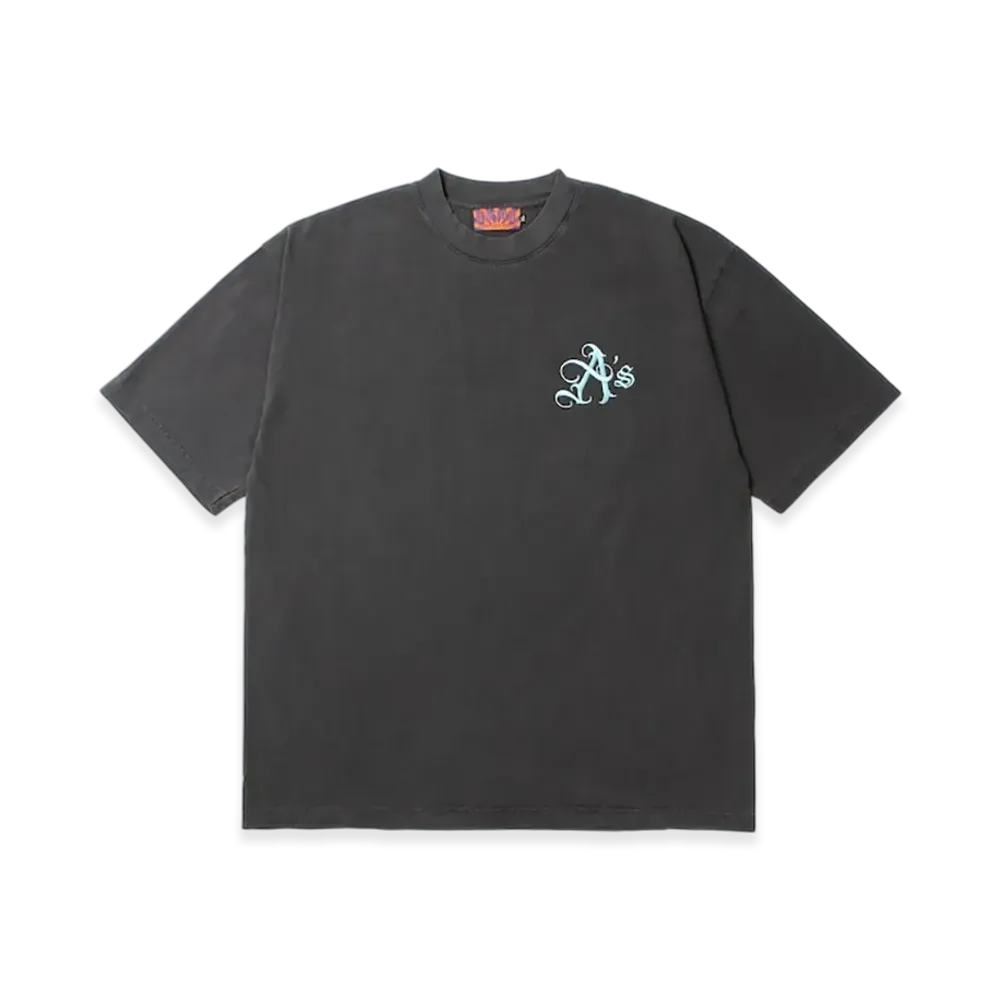 APHRODITEGANG A'S Logo Embroidery Pigment Dye S/S Tee "Black/Blue"
