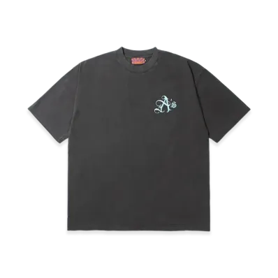 APHRODITEGANG A'S Logo Embroidery Pigment Dye S/S Tee "Black/Blue"