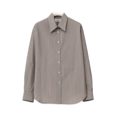 Ernie Palo Silk Cotton Stripe Shirt (femme) "Beige"