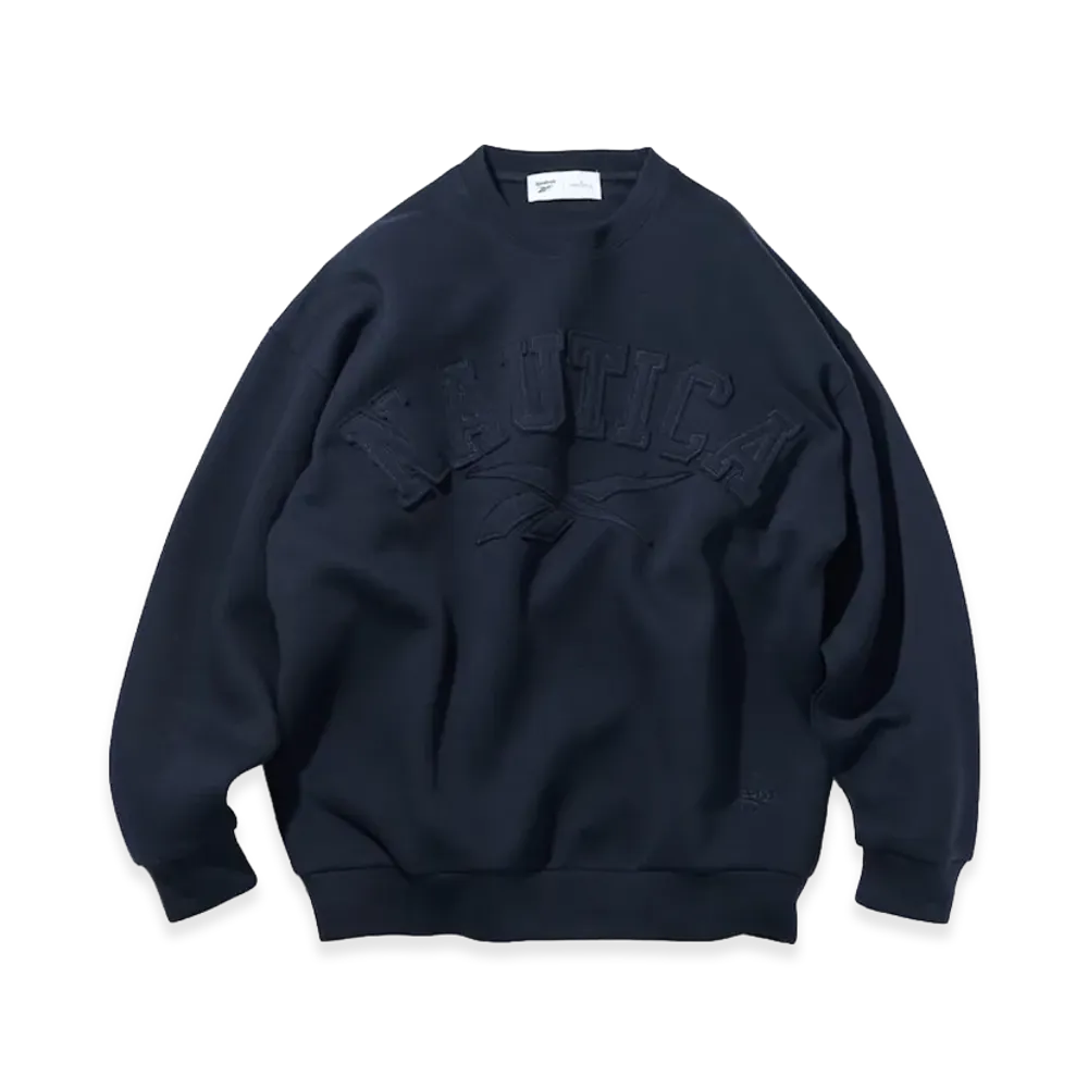 Reebok x NAUTICA Arch Logo Cardboard Knit Crewneck Sweatshirt "Navy"