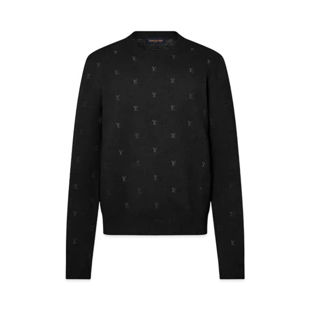 Louis Vuitton Embroidered Signature Merino Crewneck "Noir"