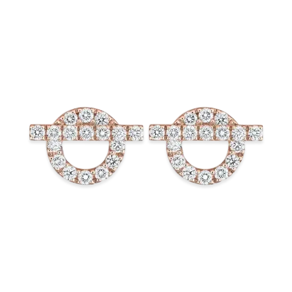 Hermes Finesse Earrings "Pink Gold/Diamond"