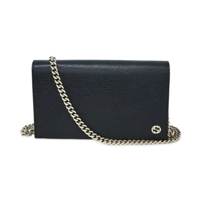 GUCCI Dollar Calf Chain Wallet "Black"