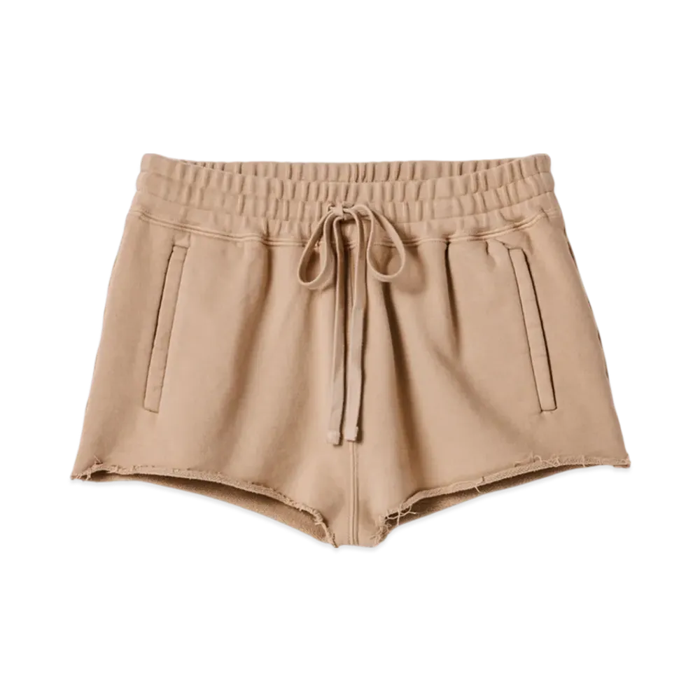 MIU MIU Garment-Dyed Cotton Fleece Shorts "Albino White"