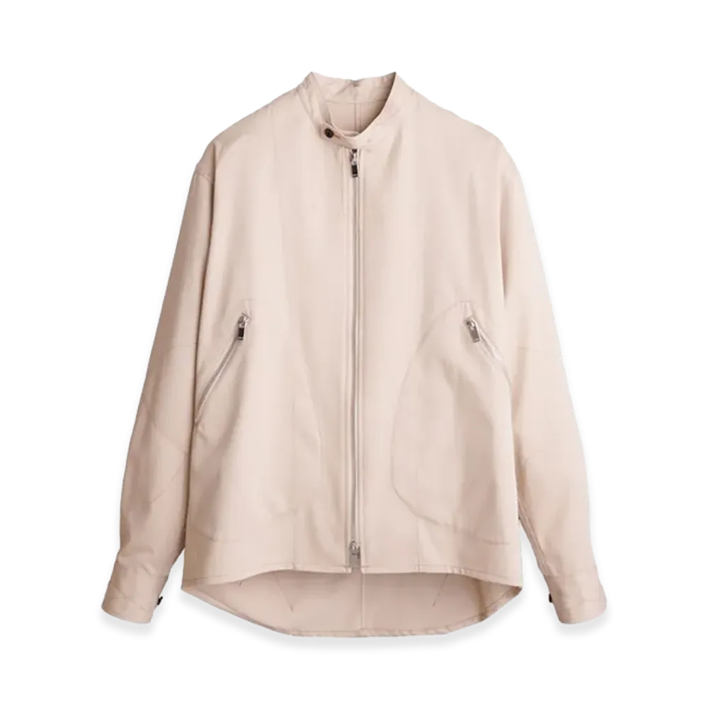sulvam Contrast Stitch Zip-Up Jacket "Beige"