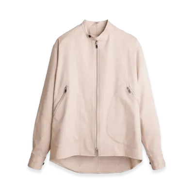 sulvam Contrast Stitch Zip-Up Jacket "Beige"