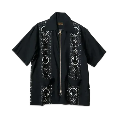 KAPITAL Silk Rayon Habananaja Drizzle Cuba Shirt "Black"
