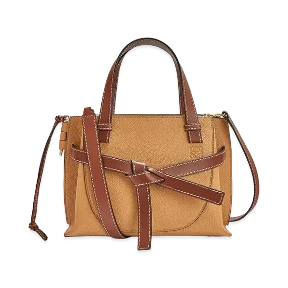 LOEWE Mini Gate Top Handle Bag In Soft Grained Calfskin "Light Caramel"