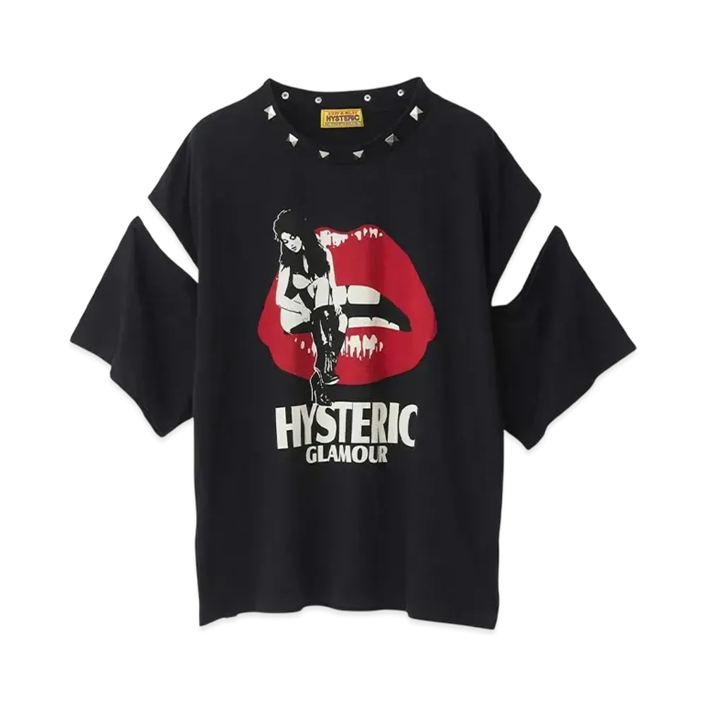 HYSTERIC GLAMOUR Hysteric Lips Girl Sitting Oversized T-Shirt "Black"