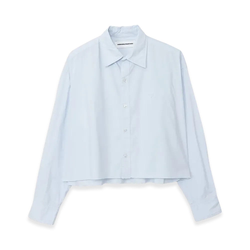 GOD ONLY KNOWS Cropped Plain Shirt "Blue"