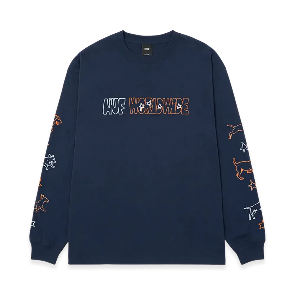 HUF WINTER 25 Fetch LS Tee "Navy"