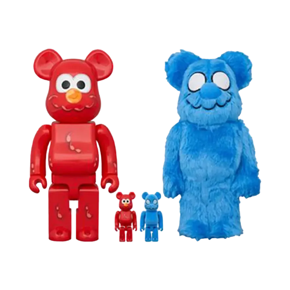 Bearbrick Coin Parking Delivery x Sesame Street Elmo (Cpd Ver.) & Shirai (Sesame Street Ver.) 100% & 400% 4 Set