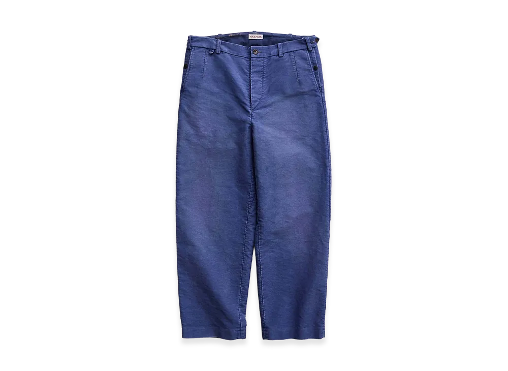 NICENESS Adamson Aged-Effect Moleskin Trousers "Blue"