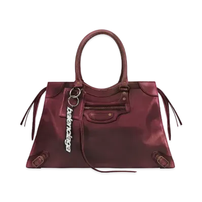 BALENCIAGA Men'S Neo Classic Large Top Handle Bag "Burgundy"