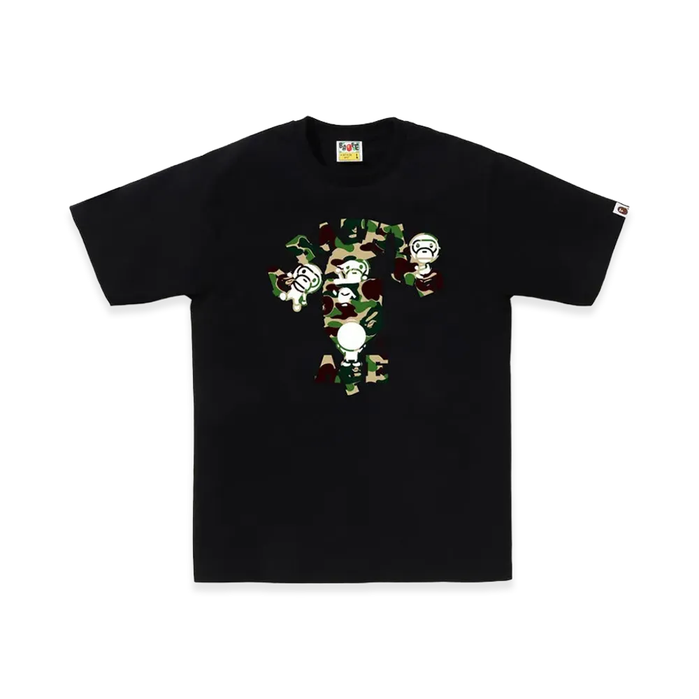 A BATHING APE ABC Camo College Milo Tee "Black/Green"