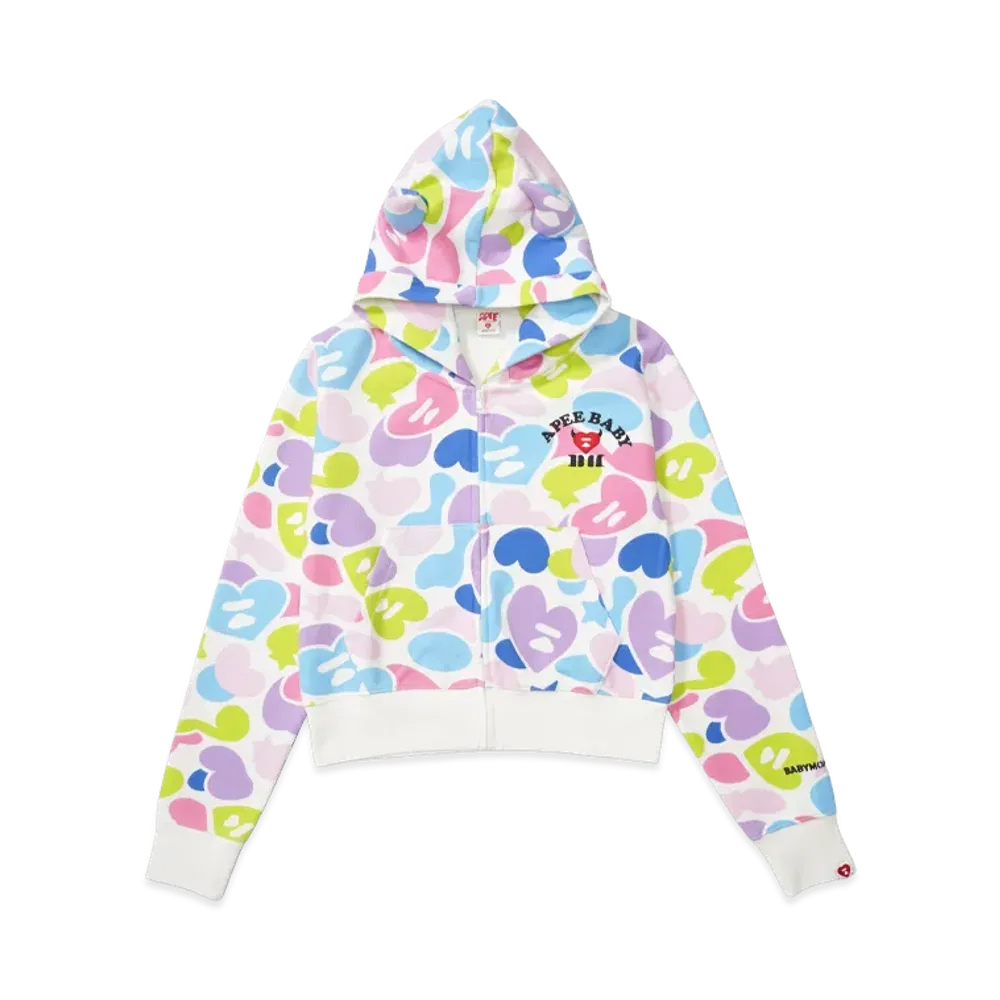 A BATHING APE x BABY MONSTER Women's Heart Badge Zip Hoodie "Multi"
