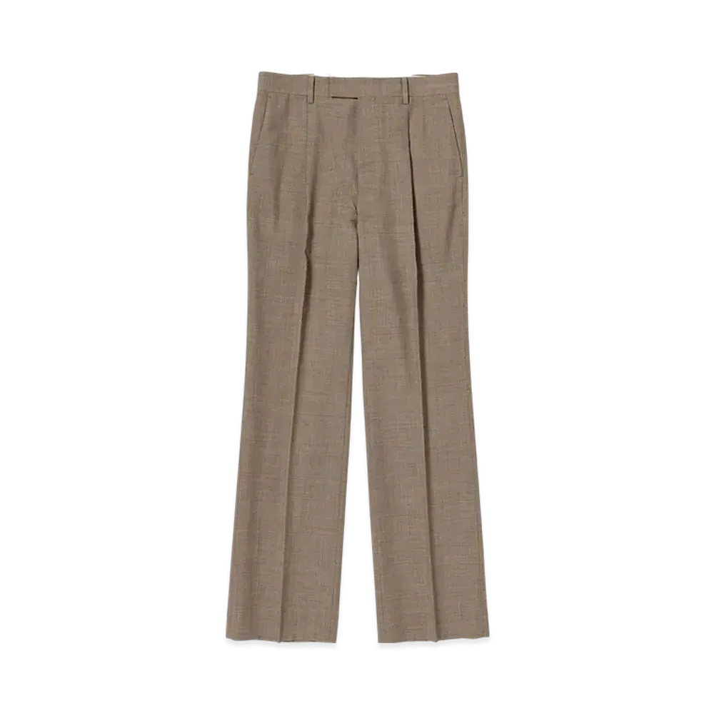 AURALEE Tropical Wool Kid Mohair One-Tuck Slacks "Brown Check"