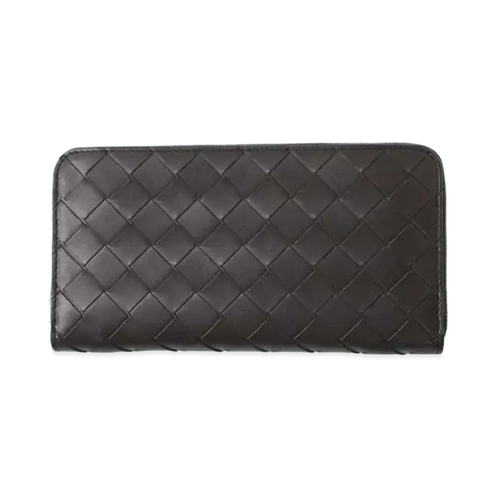 Bottega Veneta Intrecciato Calfskin Zip Around Wallet "Fondant/Glass"