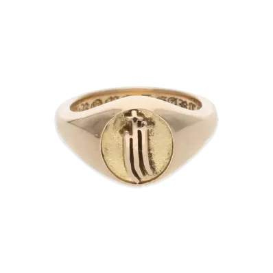 Chrome Hearts 22K Signet Mini 3 RS Cross Gold Ring "Gold"