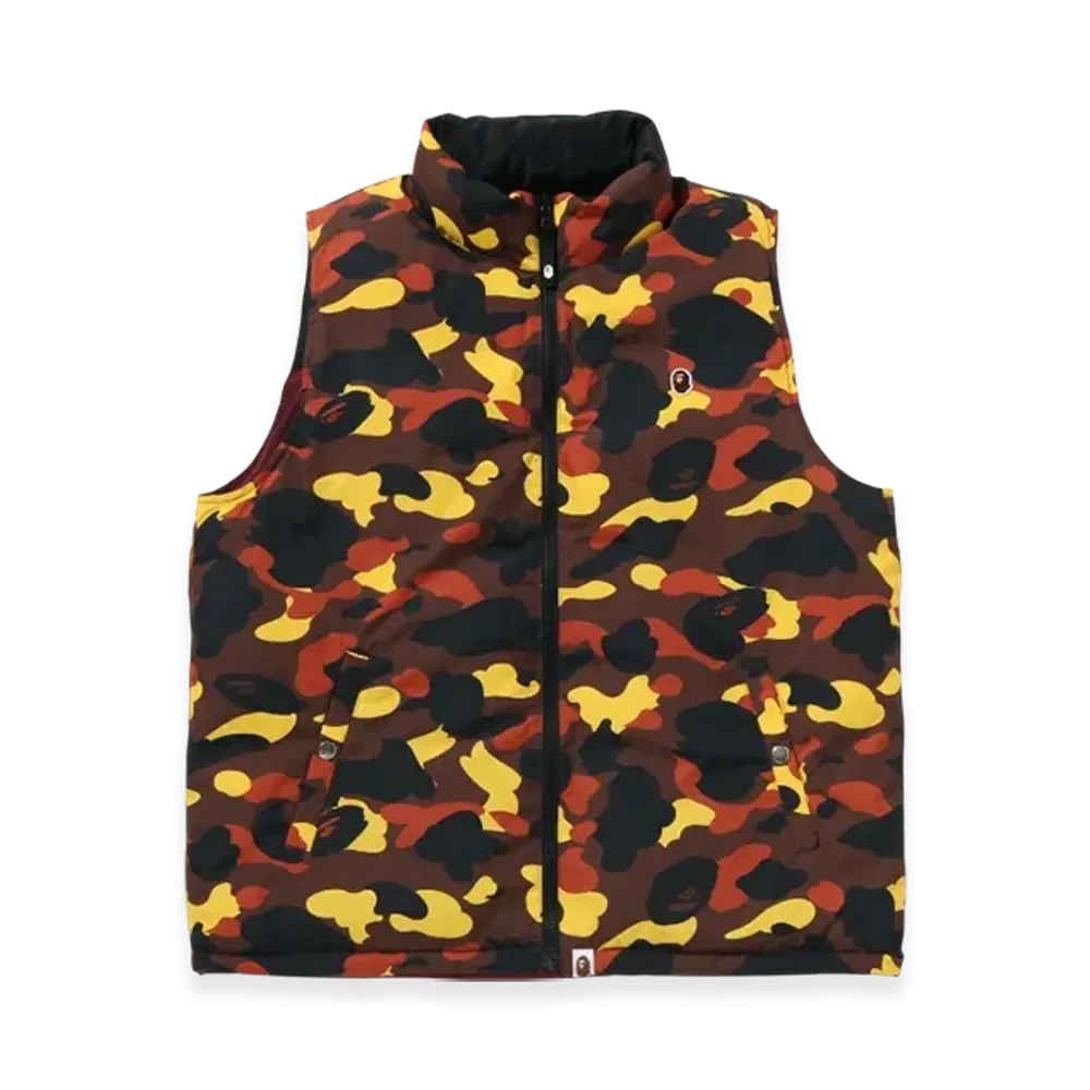 A BATHING APE 1st Camo Reversible Down Vest "Orange"