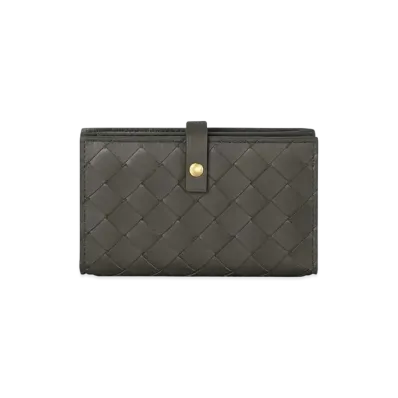 Bottega Veneta Intrecciato Lambskin Calfskin With Coin Purse "Light Graphite"