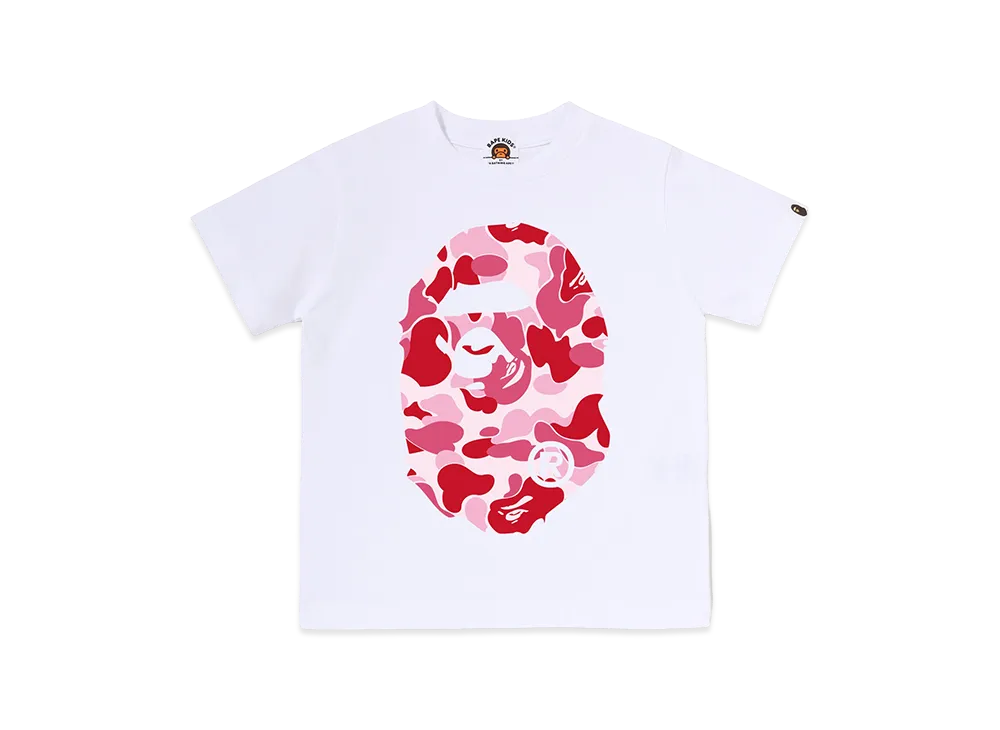 A BATHING APE Kids ABC Camo Big Ape Head Tee "White/Pink"