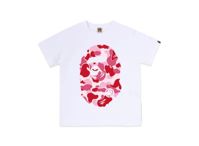 A BATHING APE Kids ABC Camo Big Ape Head Tee "White/Pink"