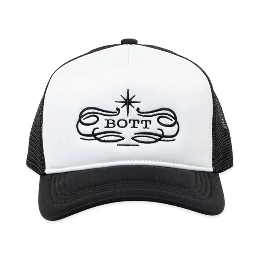 BoTT Luxe Logo Mesh-Back 5-Panel Trucker Cap "Black"