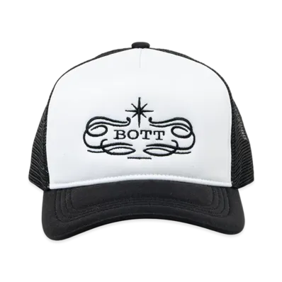BoTT Luxe Logo Mesh-Back 5-Panel Trucker Cap "Black"