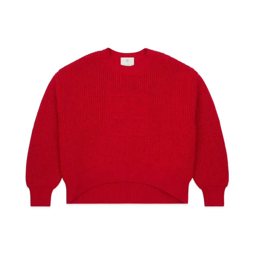 GIVENCHY Cropped 4G Sweater In Waffle Wool "Red"