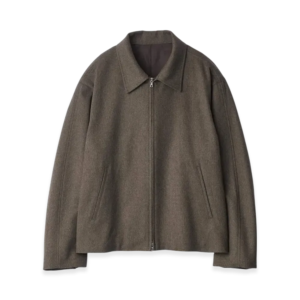 ssstein Wool Doeskin Zip Short Jacket "Taupe"