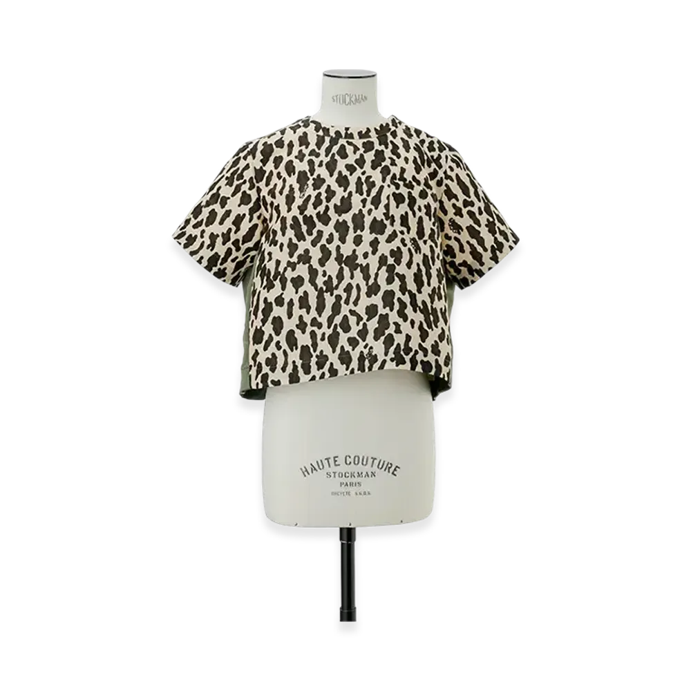 sacai Leopard Print x Nylon Twill Pullover "Ecru/Khaki"