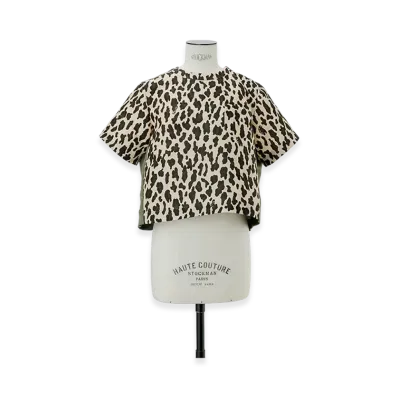 sacai Leopard Print x Nylon Twill Pullover "Ecru/Khaki"