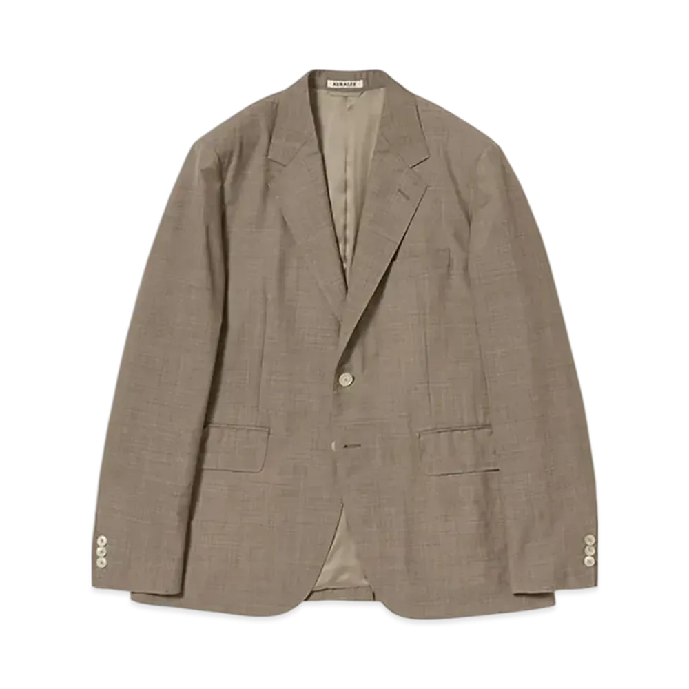 AURALEE Tropical Wool Kid Mohair Jacket "Brown Check"
