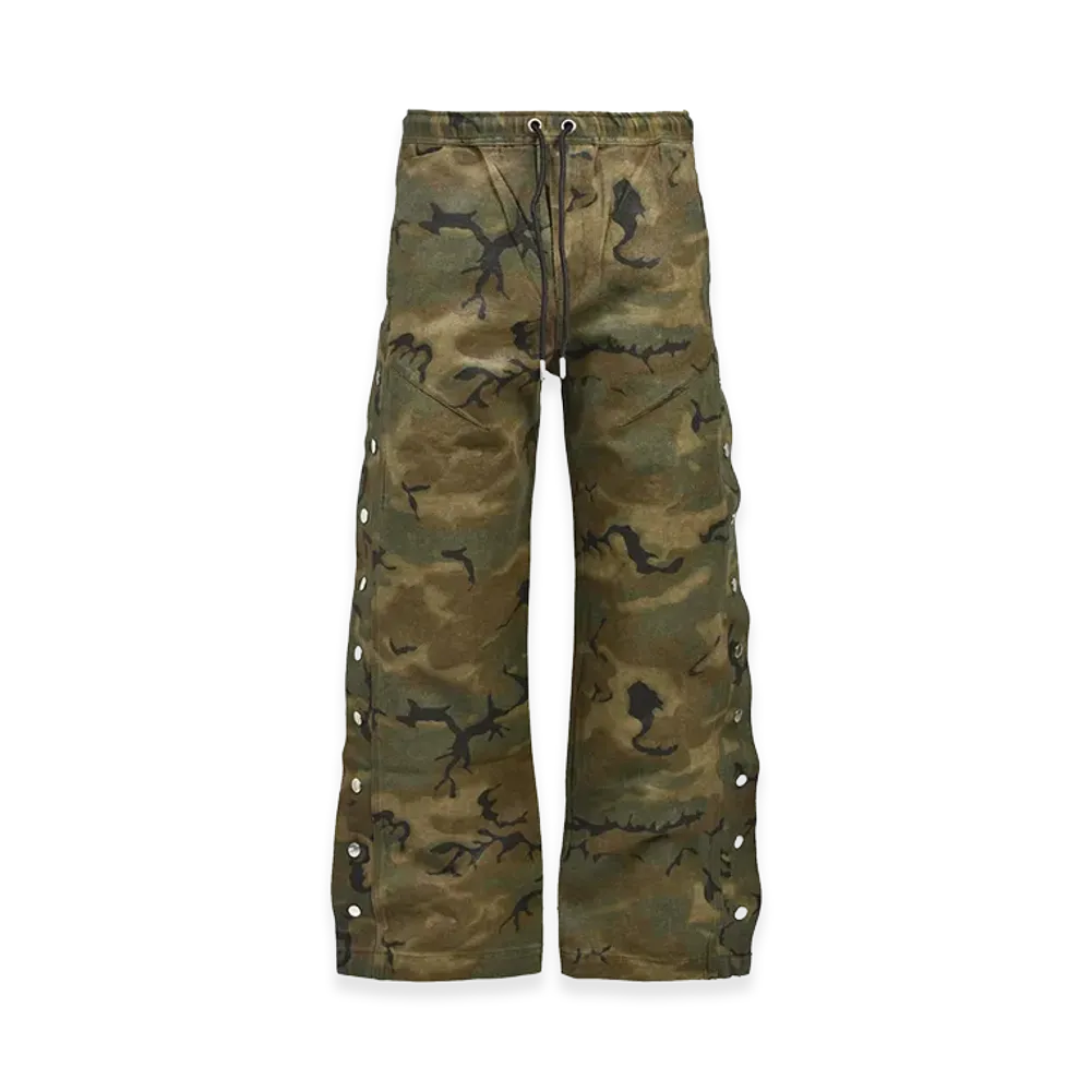 BREATH New Rich Side Button Coating Camo Pants "Camo"