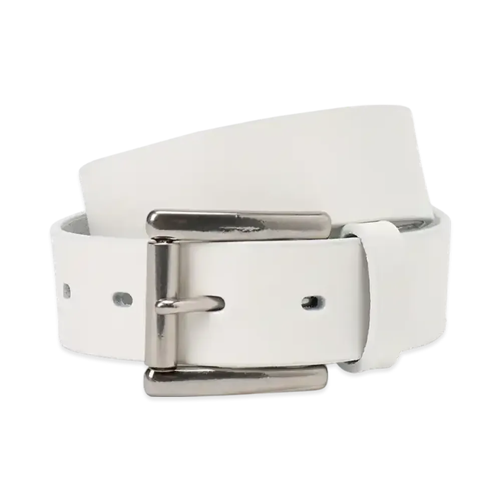 Yohji Yamamoto POUR HOMME White Leather 30Mm Plain Belt "White"