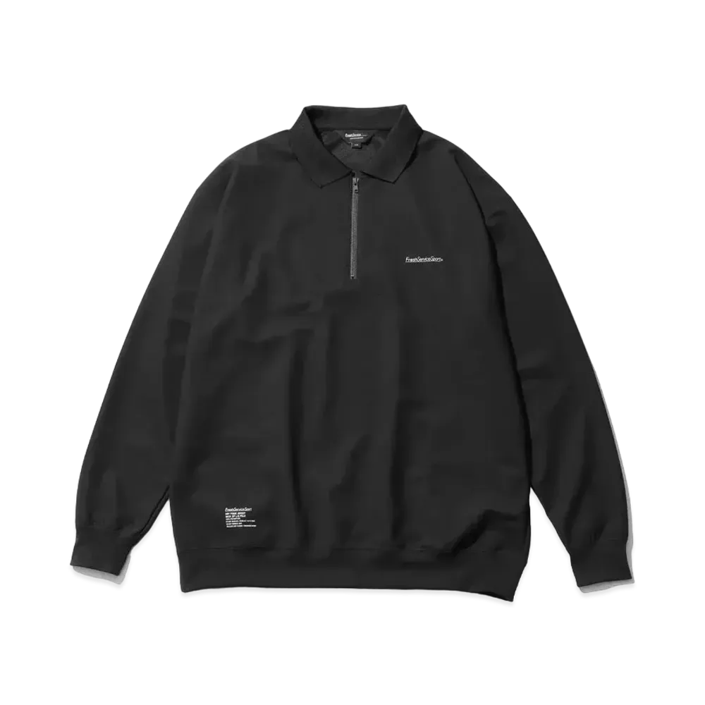 FreshServiceSport Dry Pique Jersey Neck Zip L/S Polo "Black"