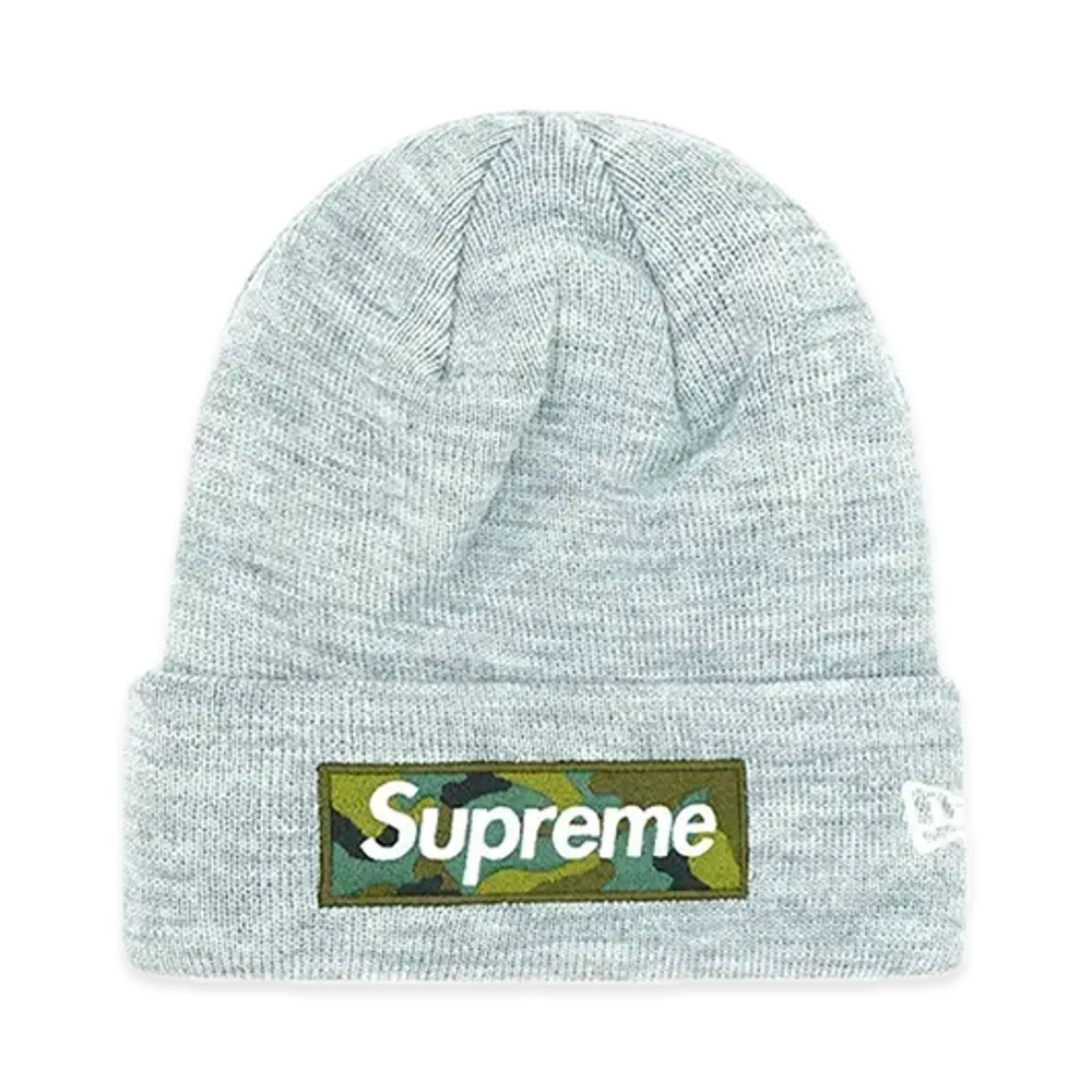 Supreme New Era Box Logo Beanie "Heather Grey" (23FW)