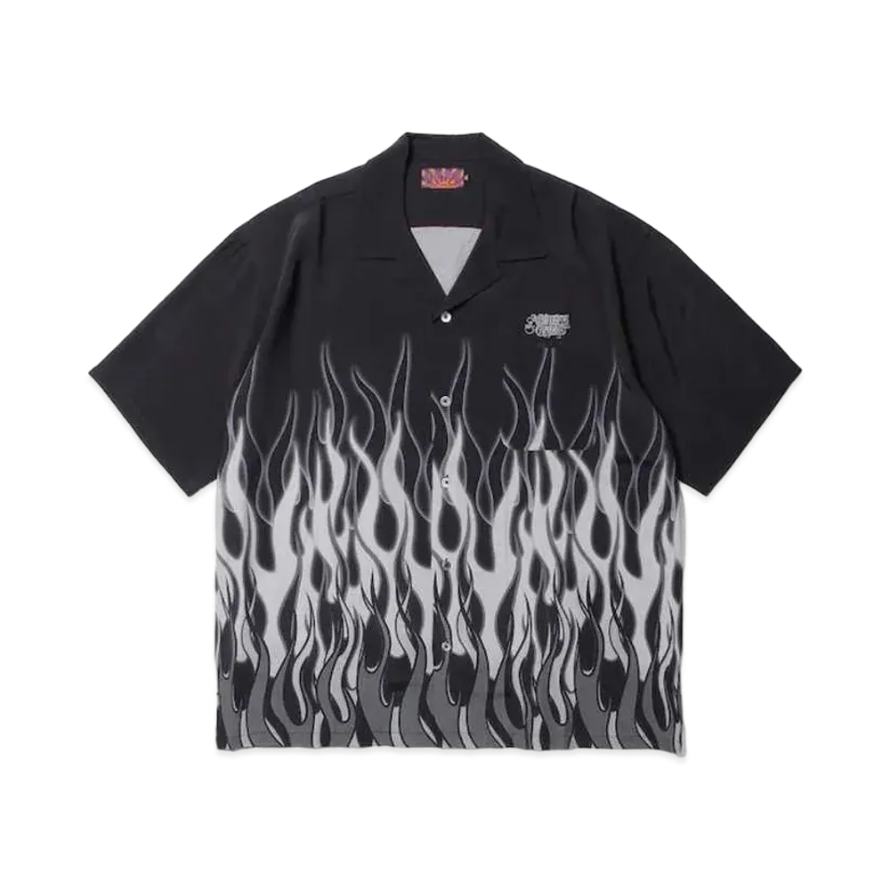 APHRODITEGANG Fire Pattern S/S Hawaiian Shirt "Black/Gray"