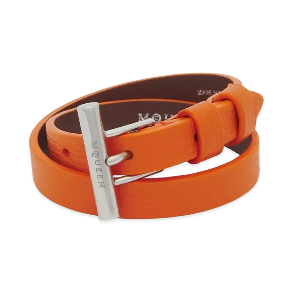 Alexander McQUEEN T-Bar Double Wrap Bracelet "Orange"