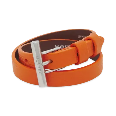Alexander McQUEEN T-Bar Double Wrap Bracelet "Orange"