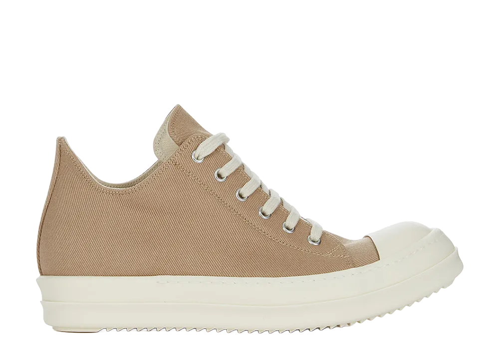 Rick Owens Women's DRKSHDW SS26 Low Sneaks 13oz Overdyed Denim "Flesh/Milk"