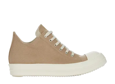 Rick Owens Women's DRKSHDW SS26 Low Sneaks 13oz Overdyed Denim "Flesh/Milk"