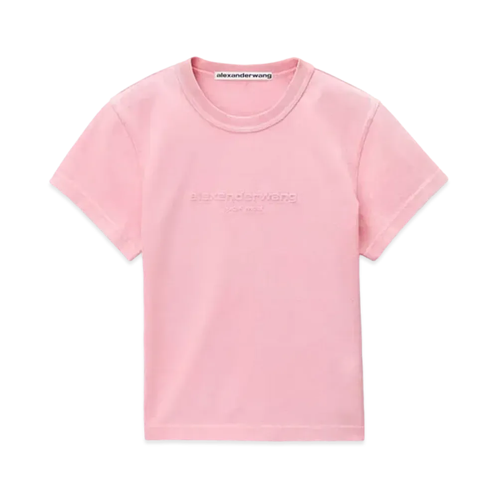 Alexander Wang Acid Wash Logo Emboss Shrunken T-shirt "Acid Candy Pink"