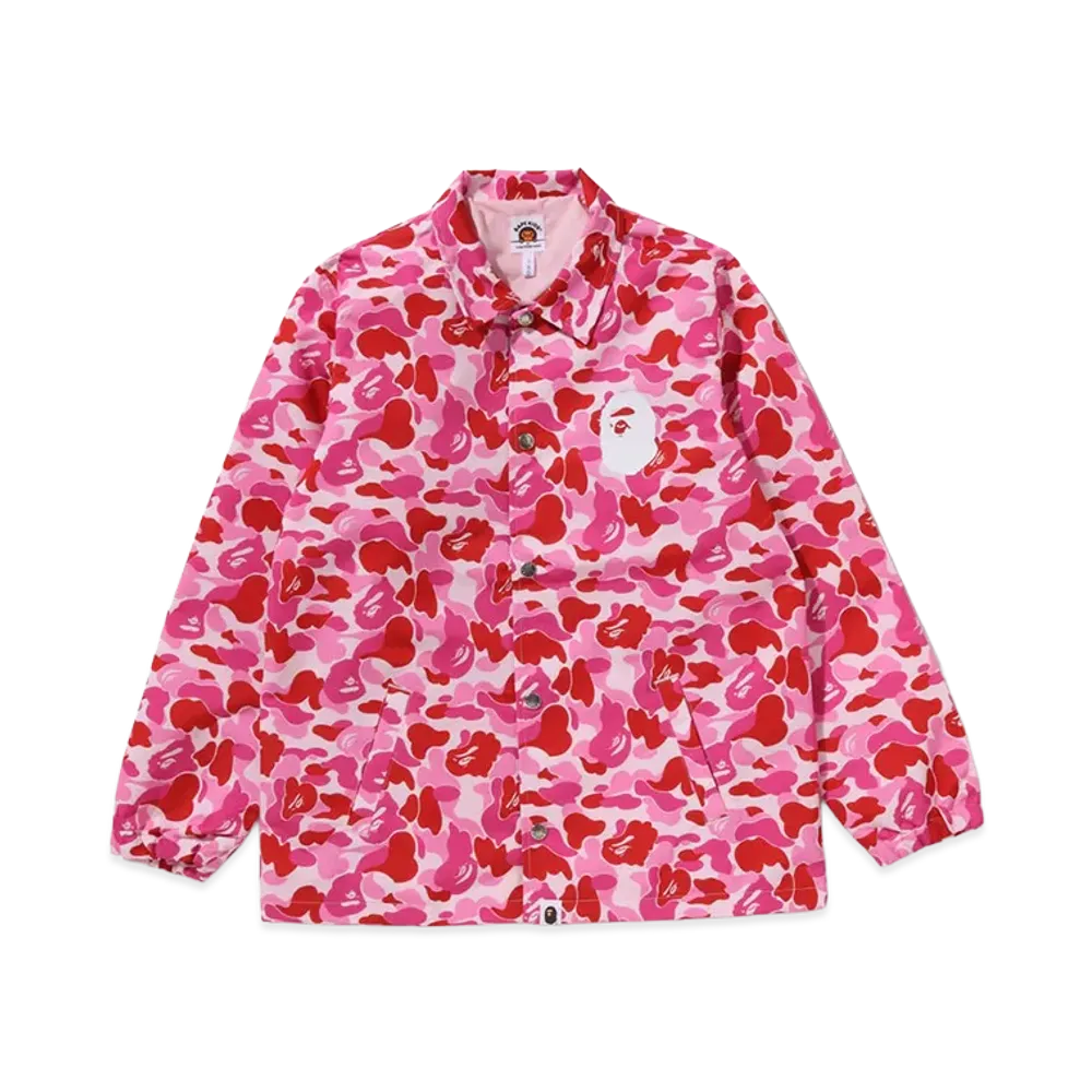 A BATHING APE Kids ABC Camo College Coach Jacket "Pink"