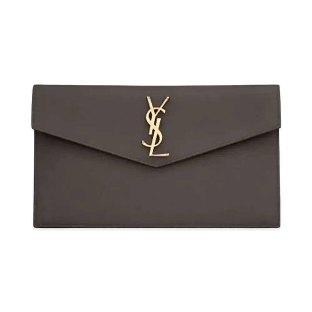 Saint Laurent Uptown Pouch In Grain De Poudre Embossed Leather "Pebble"