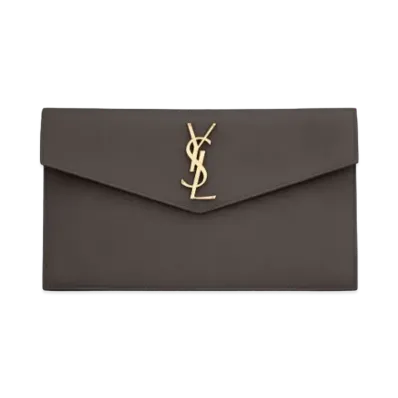 Saint Laurent Uptown Pouch In Grain De Poudre Embossed Leather "Pebble"